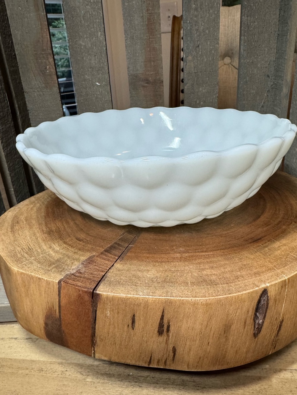 Vintage Bubble Milk Glass Serving Bowl | Vintage Kitchen | Farmhouse Style